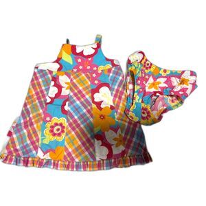 Hanna Andersson Infant Dress Set Size 70 6-12 mth multicolor floral bright pink